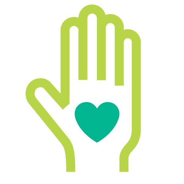 Hand with a heart icon
