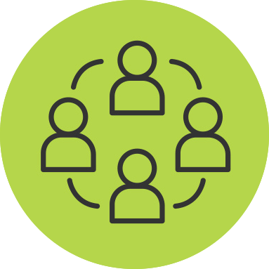 Icon representing four interconnected people.